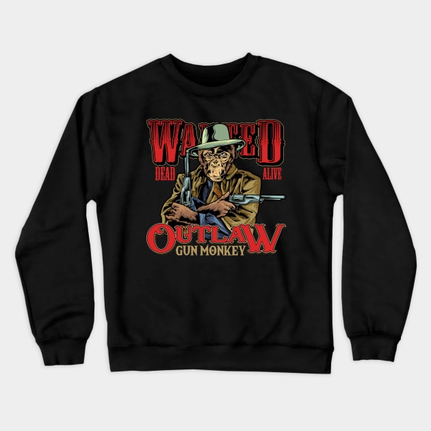 Outlaw Monkey Wales Crewneck Sweatshirt by Wooly Bear Designs